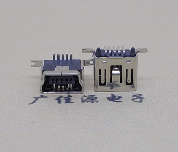 广东MINI 短体立贴接口, 迷你5pin180度,高度6.5MM带柱子