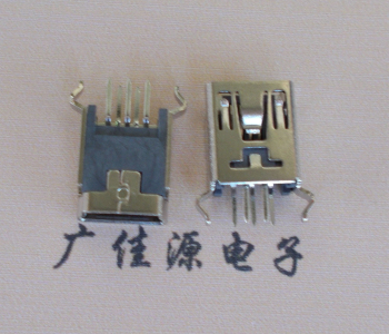 广东MINI USB5p母座|B型口180度|直插弯脚