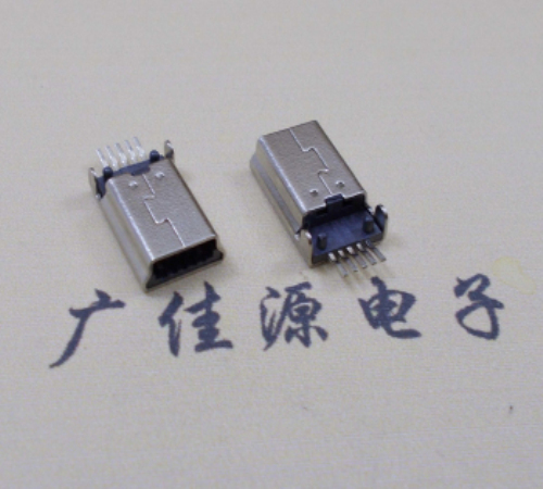 广东MINI USB公头 5pin端子贴板带柱 10.7mm体长