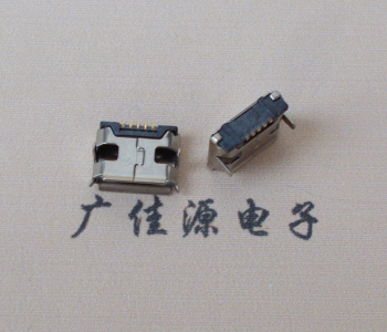 广东Micro usb 5pin接口 插板7.2mm脚距 无柱无焊盘镀镍