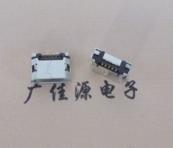 广东MICRO USB接口 90度卧式母座 插板有柱直边