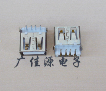 广东USB母座接口 AF90度沉板1.9引脚4P插件白胶芯直边