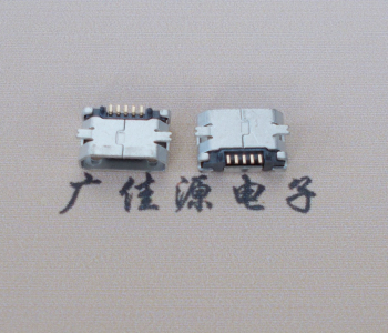 广东Micro USB平口全贴板 鱼叉脚5.0长带定位柱加焊盘