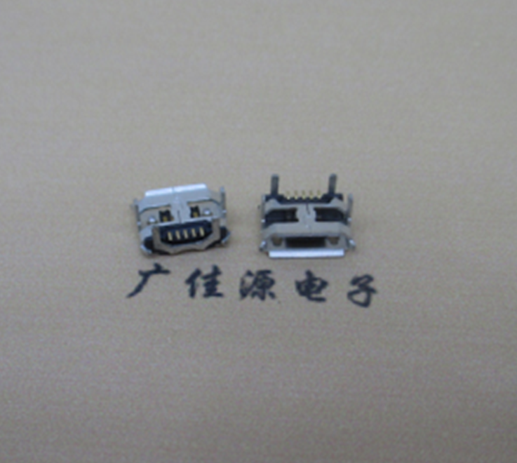 广东Micro usb5p母座 B型口 加长2.0mm牛角 焊接图解