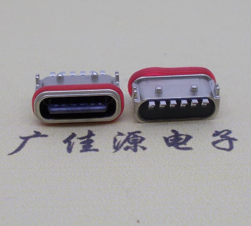 广东防水Type-C6p母座卧式贴片连接器