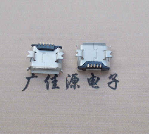 广东Micro USB 5PIN接口,B型垫高0.9mm鱼叉脚贴片雾锡卷边