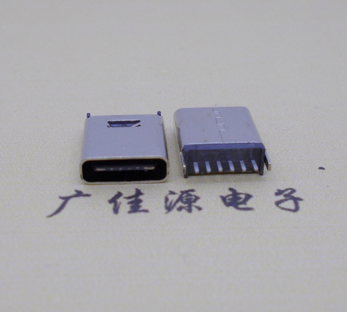 广东直立式插板Type-C6p母座连接器高H=10.0mm