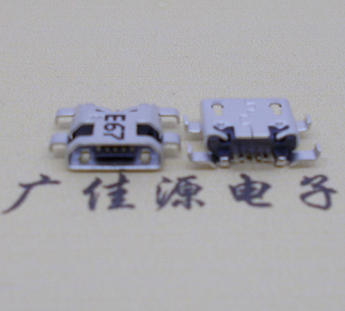 广东Micro usb 反向沉板1.2mm接口四脚插直边无导位