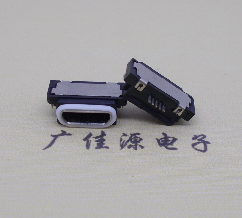 广东micro usb5pin防水接口 沉板 0.8卧式防水母座