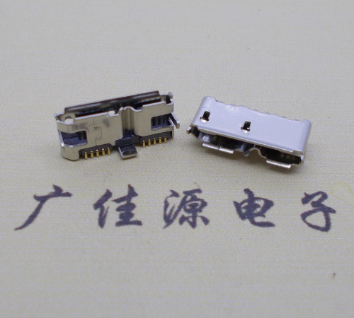 广东 双接口micro usb3.0母座有卷边10pin三个固定脚插板