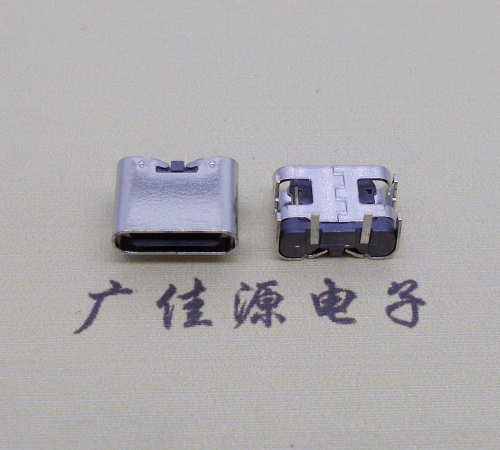 广东type c2p母座卧式板上形四脚插板连接器仅充电功能，电流可定制