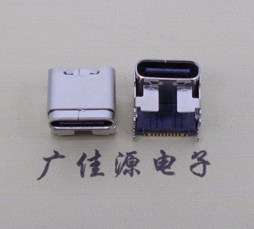 广东type c16p四脚插板单排贴片板上垫高母座H=5.9、9.5mm
