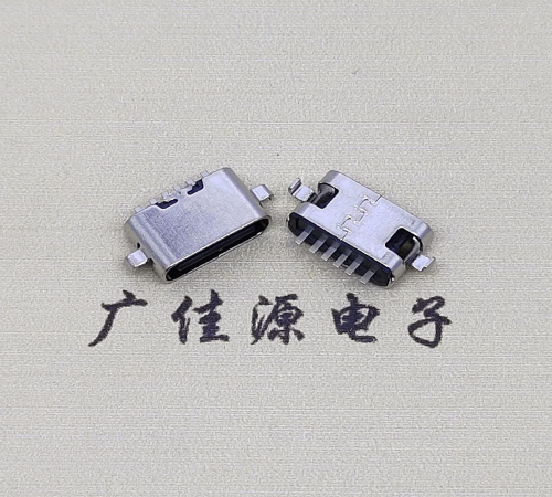 广东type c6p母座接口 沉板0.8mm 两脚插板引脚定义  